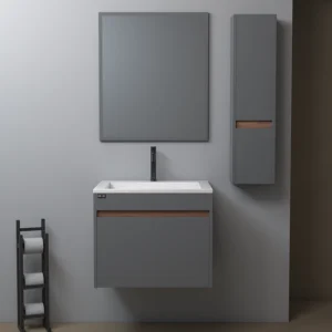 روشویی دیواری به همراه آینه قابدار