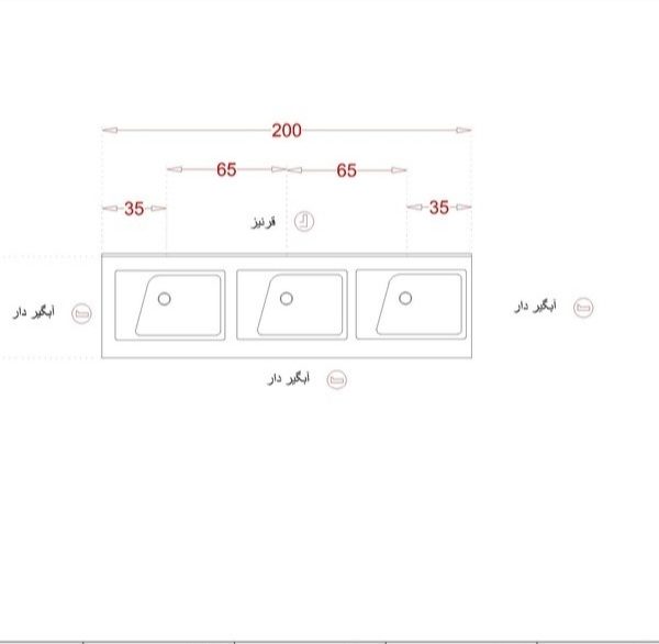 ابعاد روشویی عمومی استاندارد سنگسان مدل 1047