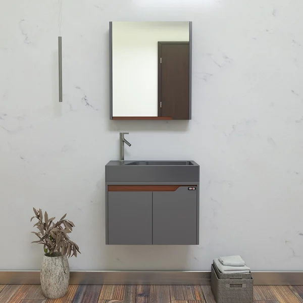 روشویی کابینتی کوچک با آینه داروخانه‌ای آلکا مدل 7060 در سایز 37*58.5