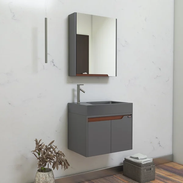 روشویی کابینتی کوچک با آینه داروخانه‌ای آلکا مدل 7060 در سایز 37*58.5