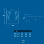 ابعاد توالت ایرانی تولیپ چینی کرد ریم بسته و باز