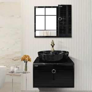 روشویی کابینتی به همراه آینه باکسدار چسبیده