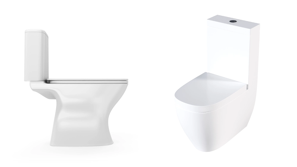 توالت فرنگی یک‌تکه و دوتکه استاندارد