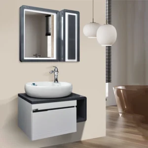 فولست روشویی سفید طوسی با کاسه روکار