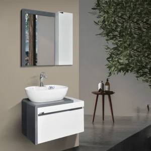 ست روشویی کابینتی با آینه باکس دار و کاسه روکار