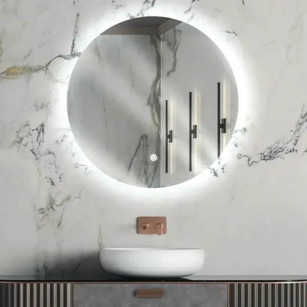 آینه‌ی گرد مدل L-P03 از برند لاروس، ترکیبی از طراحی مینیمال و فناوری مدرن