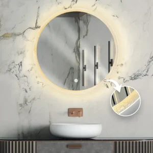 آینه گرد بک‌لایت مدل P03-18 از برند لاروس با طراحی خاص، ترکیبی از ظرافت و فناوری