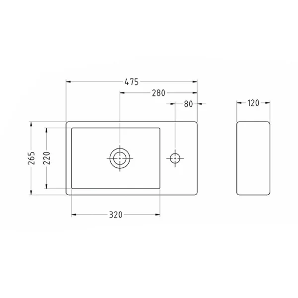 کاسه روشویی روکابینتی سرامیکی مستطیل آندره