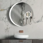 آینه هوشمند گرد P03-9 با طرح سندبلاست و نور بک‌ لایت