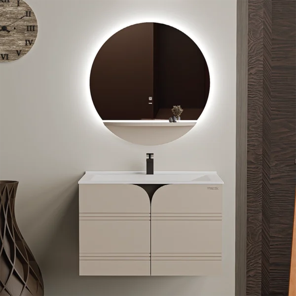 روشویی کابینتی لاکچری با آینه بک لایت لمسی