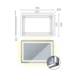 آینه دستشویی سندبلاست شده آوا از برند کی دبلیو سی