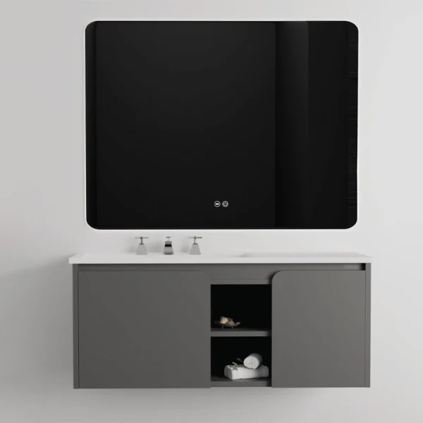 روشویی کابینتی لاکچری با آینه بک لایت لمسی