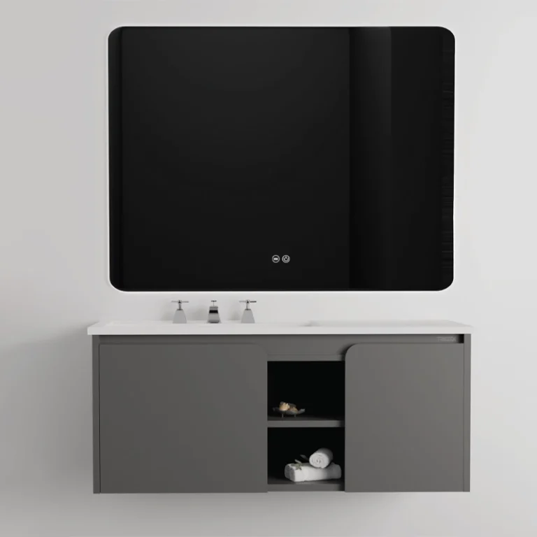 روشویی کابینتی لاکچری با آینه بک لایت لمسی