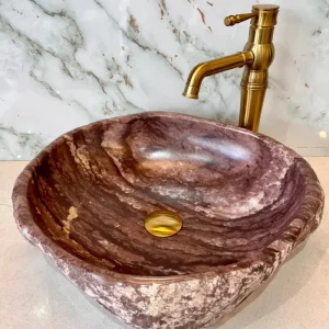 کاسه روشویی ساخته شده با سنگ رودخانه‌ای خاص