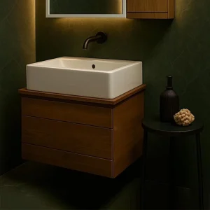 روشویی کابینتی دیواری چوبی