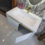 ست روشویی کابینتی سفید به همراه آینه بک لایت