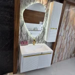 ست روشویی کابینتی سفید به همراه آینه بک لایت