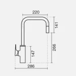 شیر ظرفشویی شاوری KWC مدل ورونا با بدنه برنجی، علمک چرخان ۳۶۰ درجه و شیلنگ کشویی بادوام