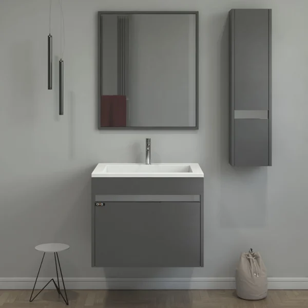 فولست روشویی دیواری به همراه آینه قابدار pvc