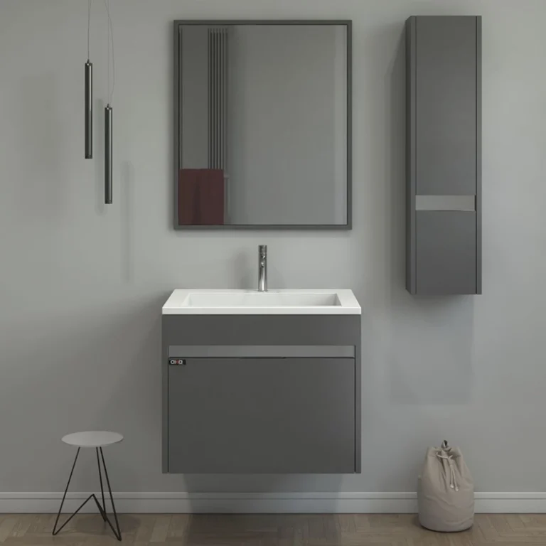 فولست روشویی دیواری به همراه آینه قابدار pvc