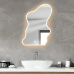 آینه دفرمه بک‌ لایت مدل Form10 لاروس با با فرم نامتقارن و نورپردازی نرم