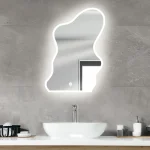 آینه دفرمه بک‌ لایت مدل Form10 لاروس با با فرم نامتقارن و نورپردازی نرم