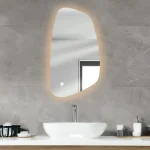 آینه دستشویی دفرمه بک لایت مدل form30 با نور پس‌زمینه سفید، مناسب برای روشویی