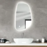 آینه دستشویی دفرمه بک لایت مدل form30 با نور پس‌زمینه سفید، مناسب برای روشویی