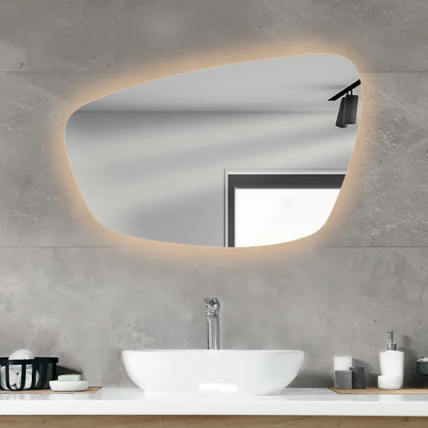 آینه دفرمه بک‌لایت مدل Form31 با نور پس‌زمینه LED مناسب حمام و سرویس بهداشتی