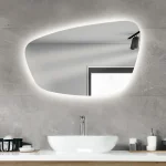 آینه دفرمه بک‌لایت مدل Form31 با نور پس‌زمینه LED مناسب حمام و سرویس بهداشتی