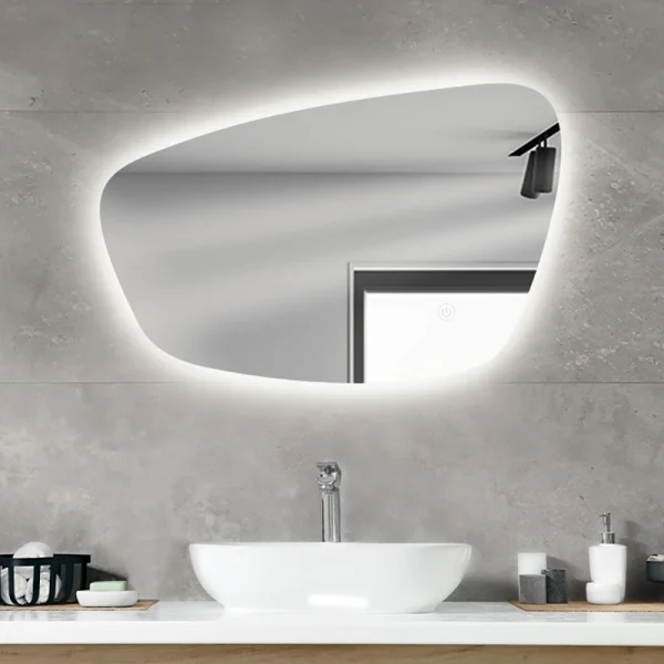 آینه دفرمه بک‌لایت مدل Form31 با نور پس‌زمینه LED مناسب حمام و سرویس بهداشتی