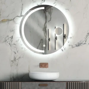 آینه بک‌لایت دایره‌ای P03-30 با نورپردازی مخفی و طراحی مینیمال