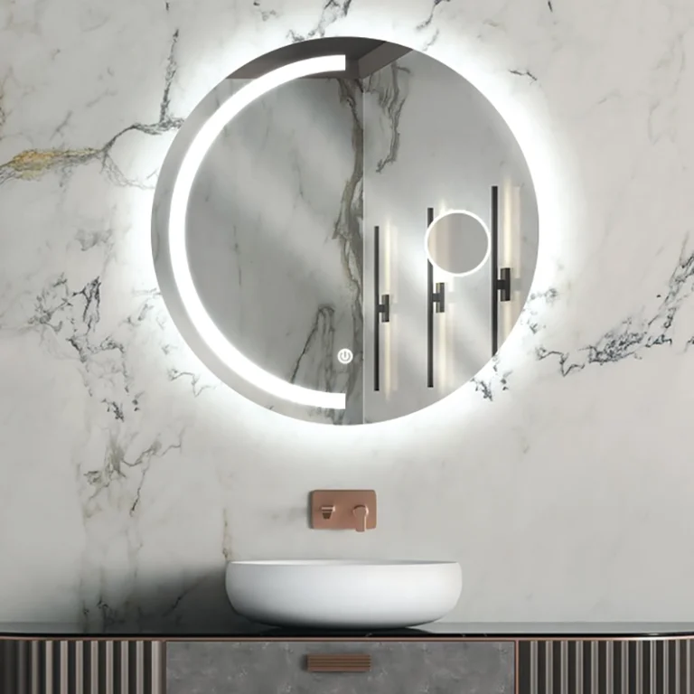 آینه بک‌لایت دایره‌ای P03-30 با نورپردازی مخفی و طراحی مینیمال