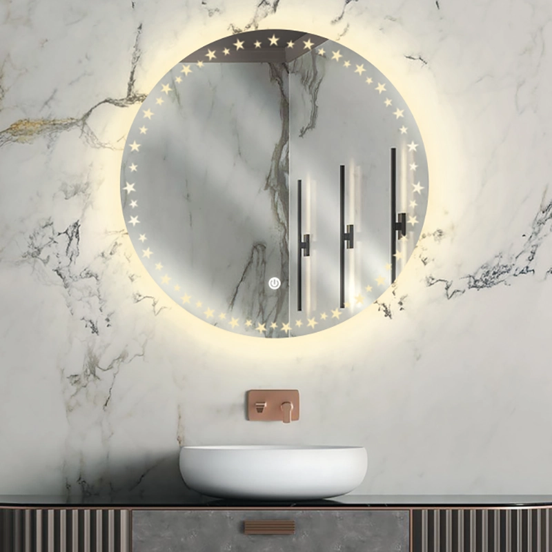 آینه بک‌لایت دستشویی دایره مدل P03-33 با نور یکنواخت و طراحی مینیمال