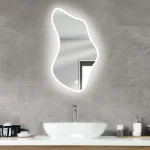 تصویر آینه دکوراتیو دفورمه با نور LED بک لایت