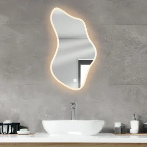 تصویر آینه دکوراتیو دفورمه با نور LED بک لایت