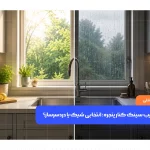 سینک ظرفشویی کنار پنجره در آشپزخانه مدرن